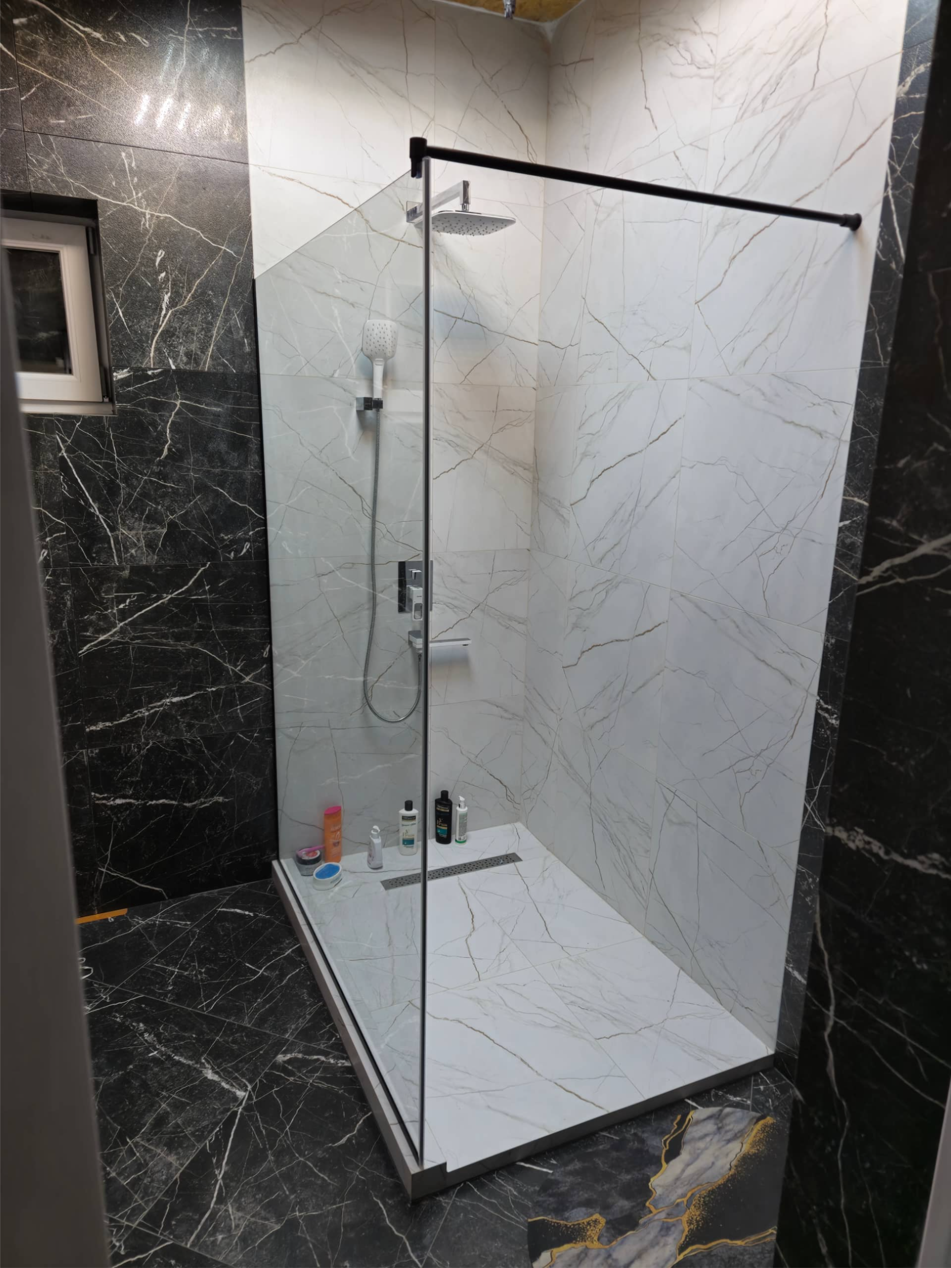 душевая перегородка раздвижная комбинированная